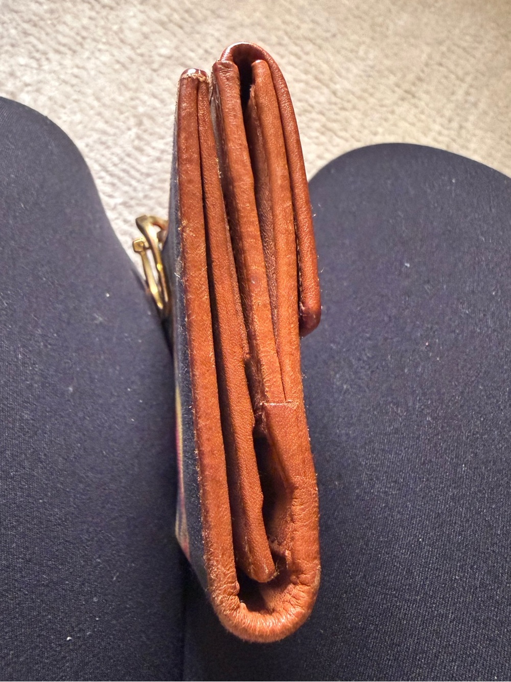 RARE Vintage Ralph Lauren Leather & Canvas Wallet with Unique Horseshoe Closure - Picture 8 of 9